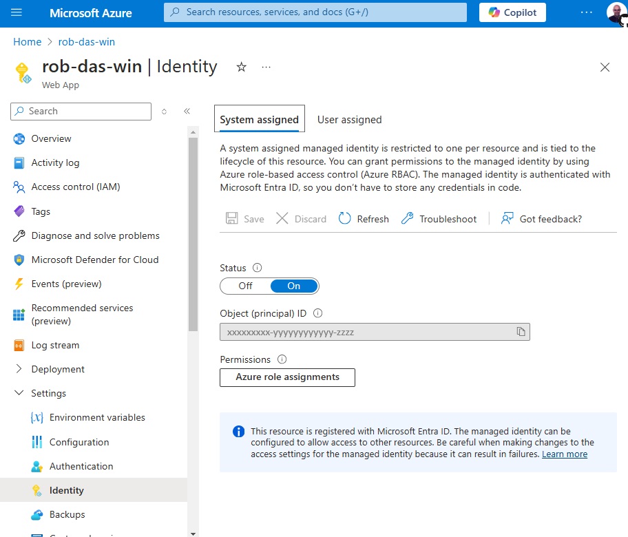 System Assigned Identity